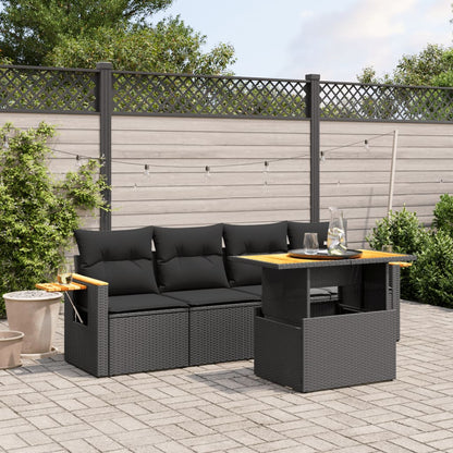 5-Tlg. Garten-Sofagarnitur Mit Kissen Beige Poly Rattan