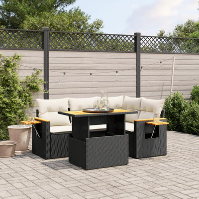 5-Tlg. Garten-Sofagarnitur Mit Kissen Beige Poly Rattan