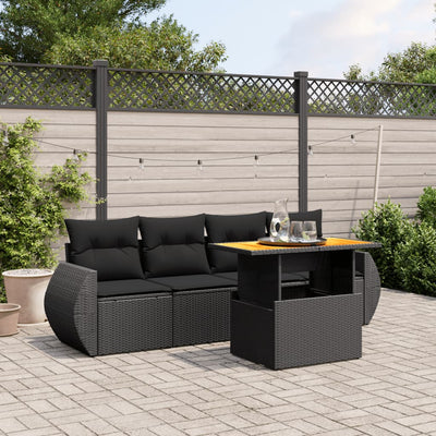 5-Tlg. Garten-Sofagarnitur Mit Kissen Beige Poly Rattan