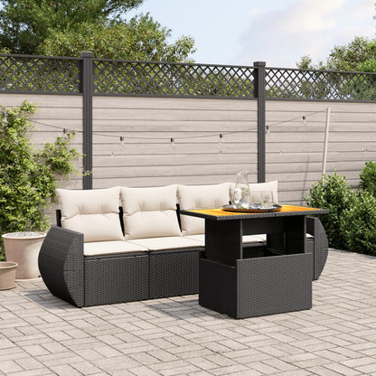 5-Tlg. Garten-Sofagarnitur Mit Kissen Beige Poly Rattan