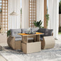 5-Tlg. Garten-Sofagarnitur Mit Kissen Beige Poly Rattan