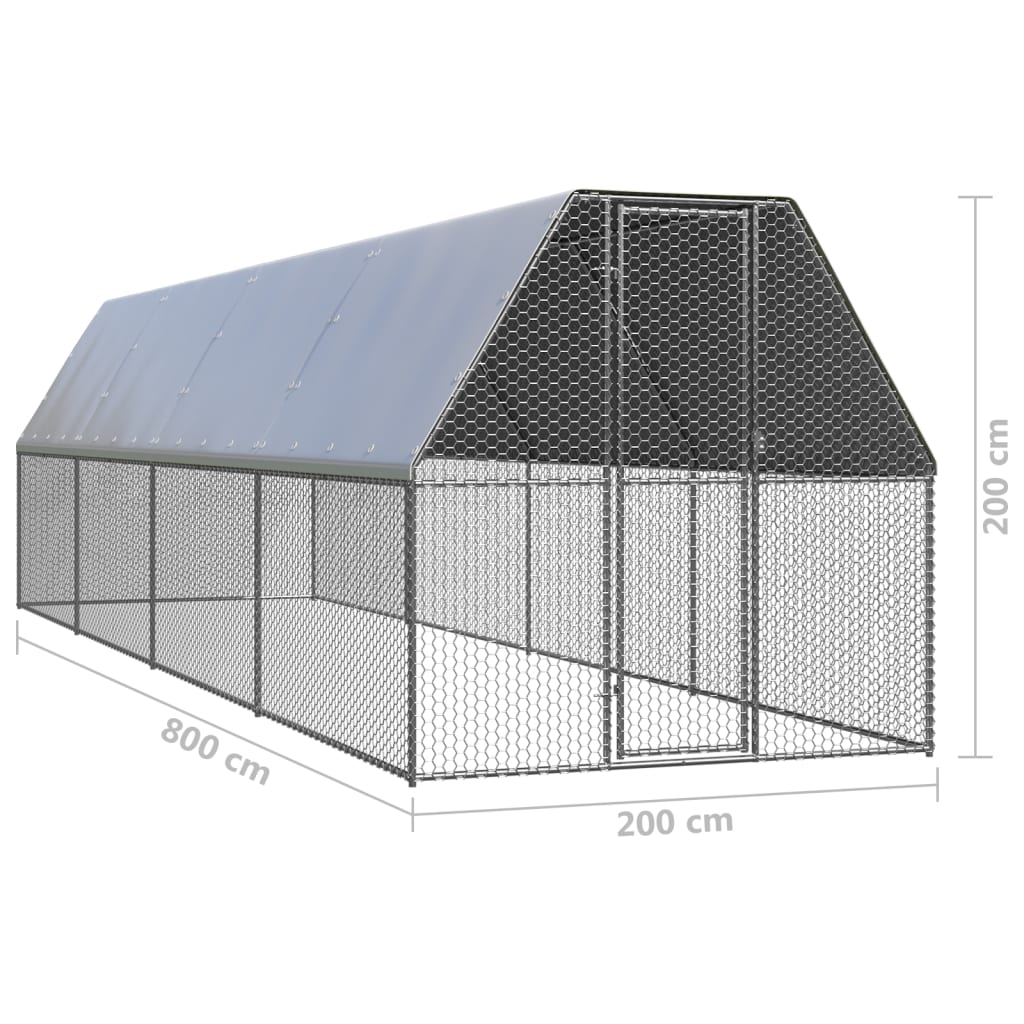 Hühnerkäfig 2X8X2 M Verzinkter Stahl