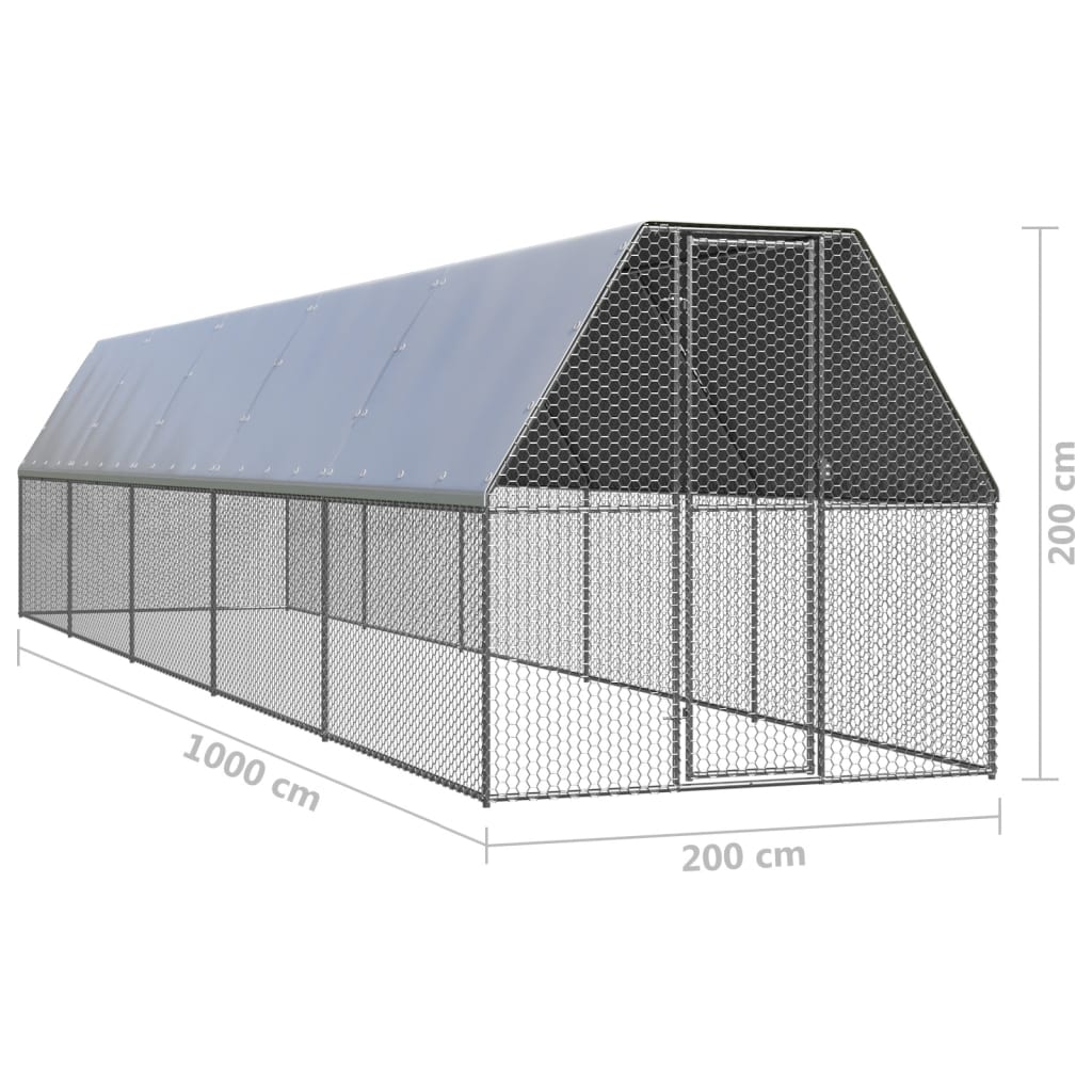 Hühnerkäfig 2X10X2 M Verzinkter Stahl