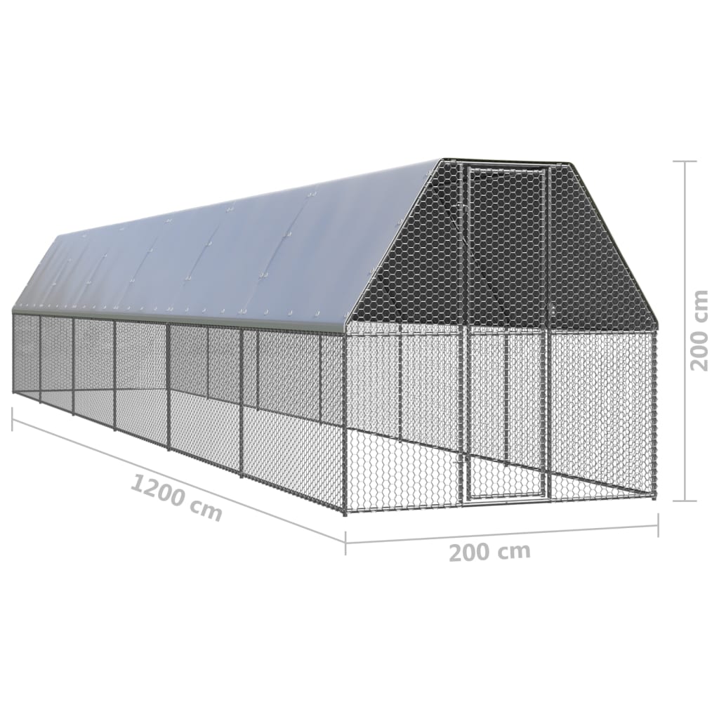 Hühnerkäfig 2X12X2 M Verzinkter Stahl