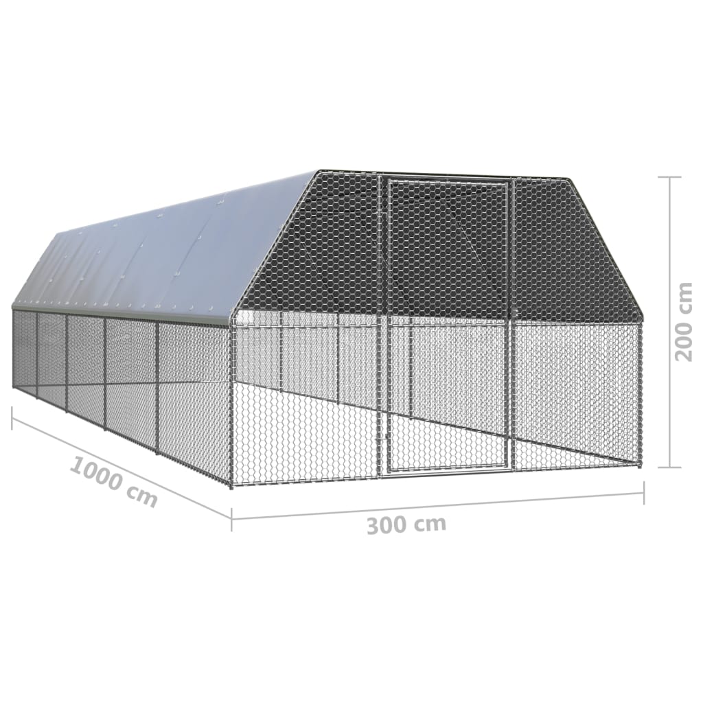 Hühnerkäfig 3X10X2 M Verzinkter Stahl