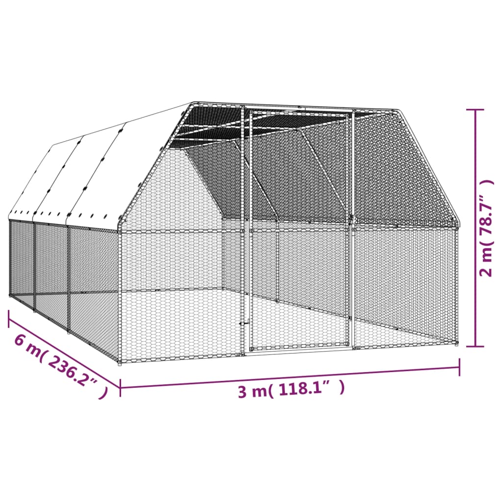 Hühnerkäfig 3X6X2 M Verzinkter Stahl