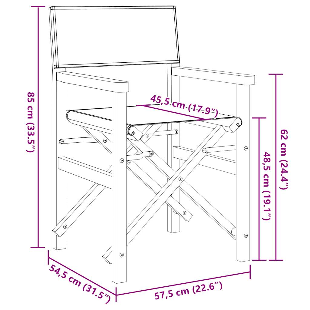 Regiestühle 2 Stk. Klappbar Massivholz Teak