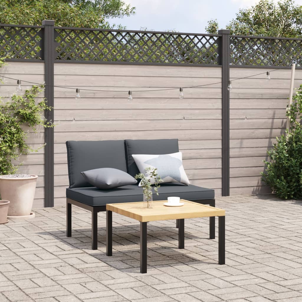 Gartenbank Mit Kissen Schwarz Aluminium