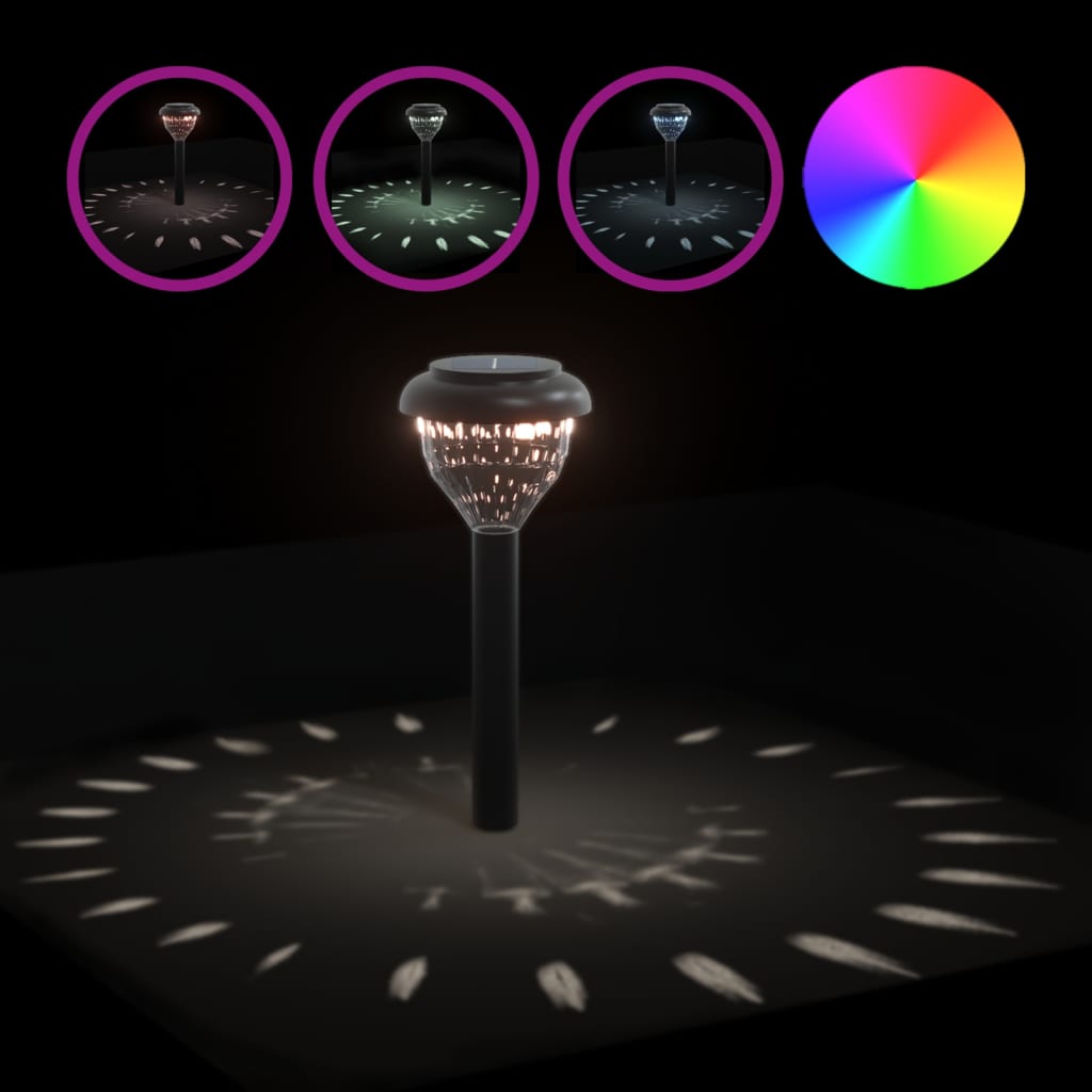 Solar-Wegbeleuchtung Mit Erdspießen 4 Stk. & Rgb Warmweiß