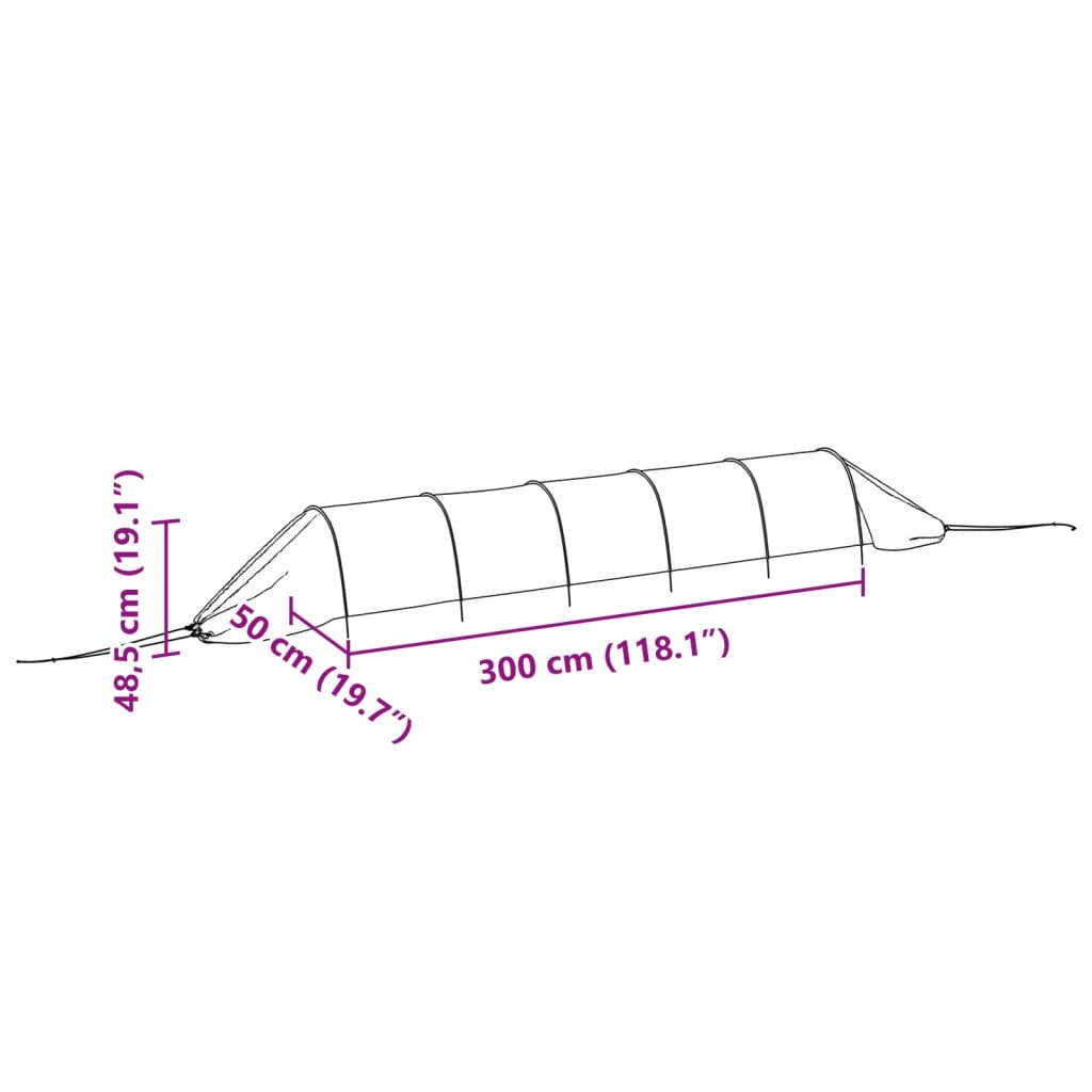 Netztunnel Schwarz 300X50X48,5 Cm Stahl Und Polyethylen