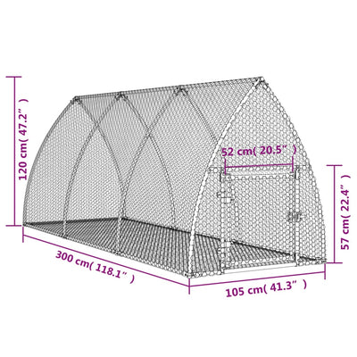 Kaninchenkäfig Silbern 300X105X120 Cm Verzinkter Stahl