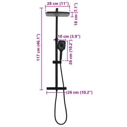 Doppelkopf-Duschset Mit Mischbatterie Schlauch Schwarz Messing