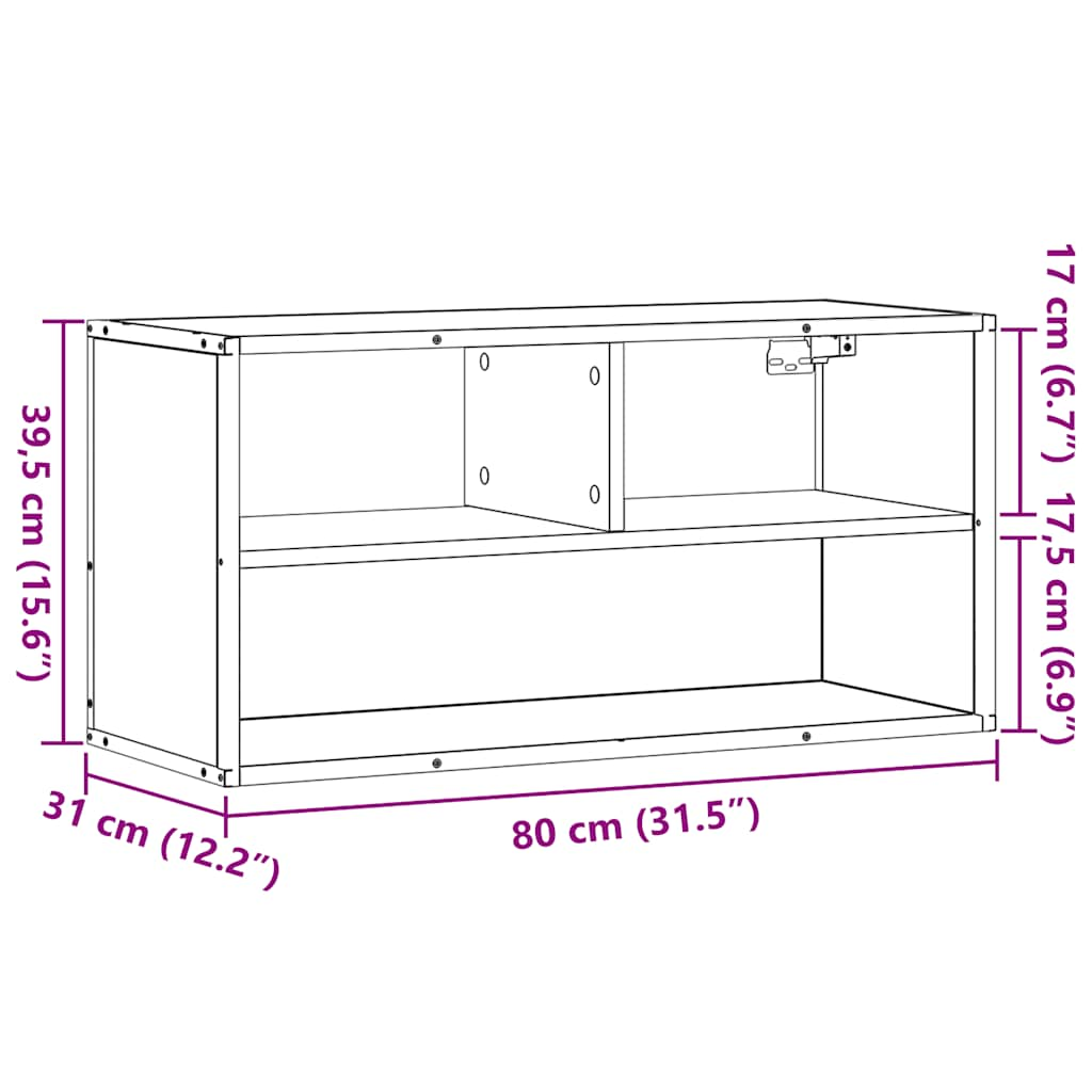 Tv-Schrank 80X31X39,5 Cm Holzwerkstoff Und Metall