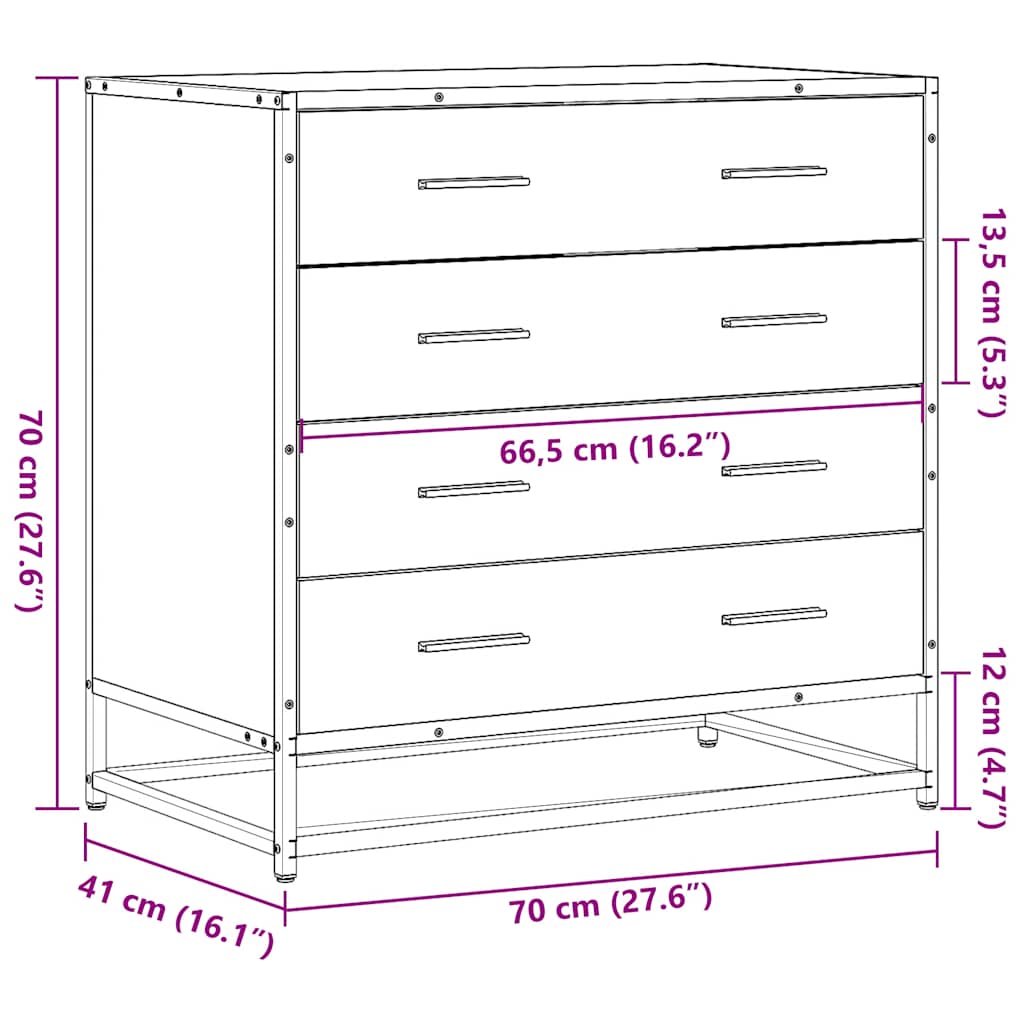 Schubladenschrank 70X41X70 Cm Holzwerkstoff