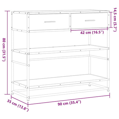 Konsolentisch Braun Eichen-Optik 90X35X80 Cm Holzwerkstoff