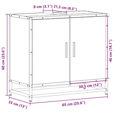 Badschrank Sonoma-Eiche 65X33X60 Cm Holzwerkstoff