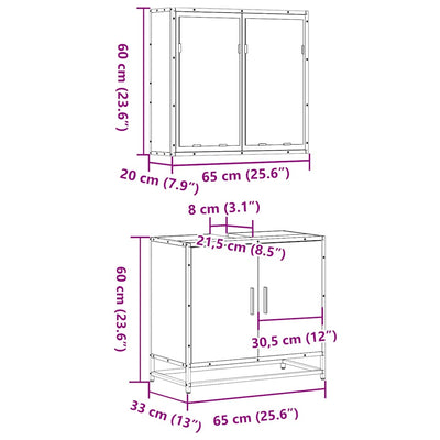 2-Tlg. Badmöbel-Set Braun Eichen-Optik Holzwerkstoff