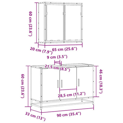 2-Tlg. Badmöbel-Set Holzwerkstoff