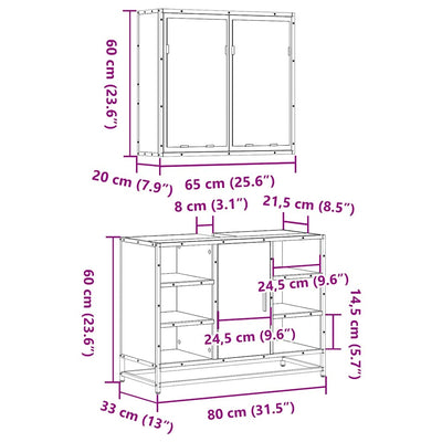 2-Tlg. Badmöbel-Set Holzwerkstoff