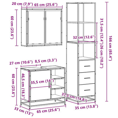 3-Tlg. Badmöbel-Set Holzwerkstoff