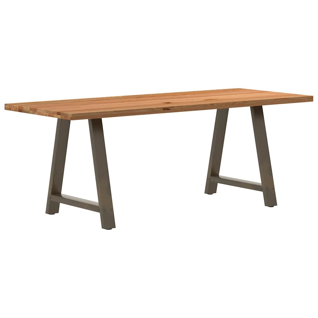 Esstisch Hellbraun 220X90X74 Cm Massivholz Eiche Rechteckig Natural Steel