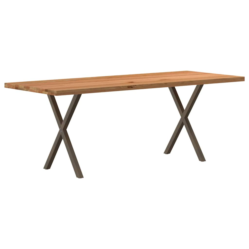 Esstisch Hellbraun 180X80X74 Cm Massivholz Eiche Rechteckig Natural Steel