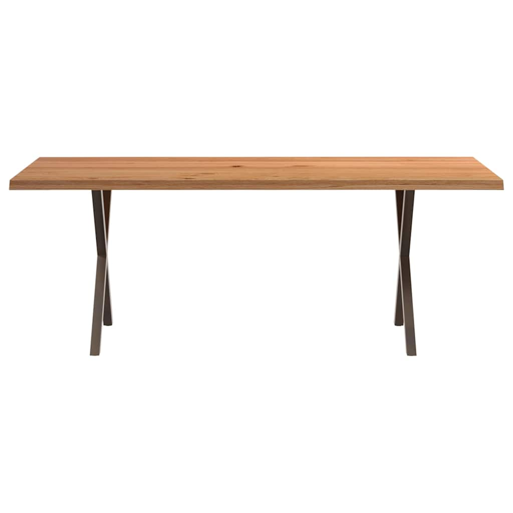 Esstisch Mit Baumkanten 200X80X74Cm Massivholz Eiche Rechteckig Natural Steel