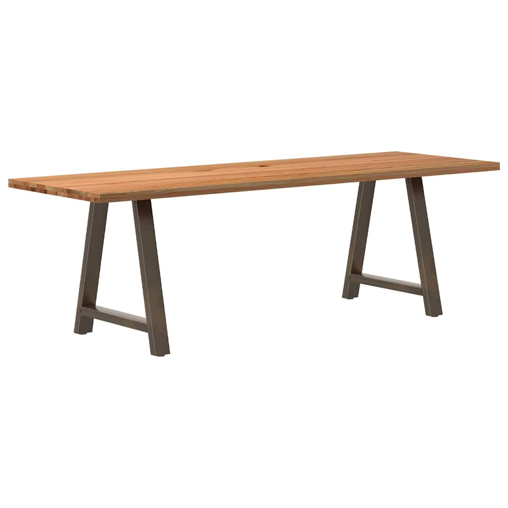 Esstisch Hellbraun 220X90X74 Cm Massivholz Eiche Rechteckig Natural Steel