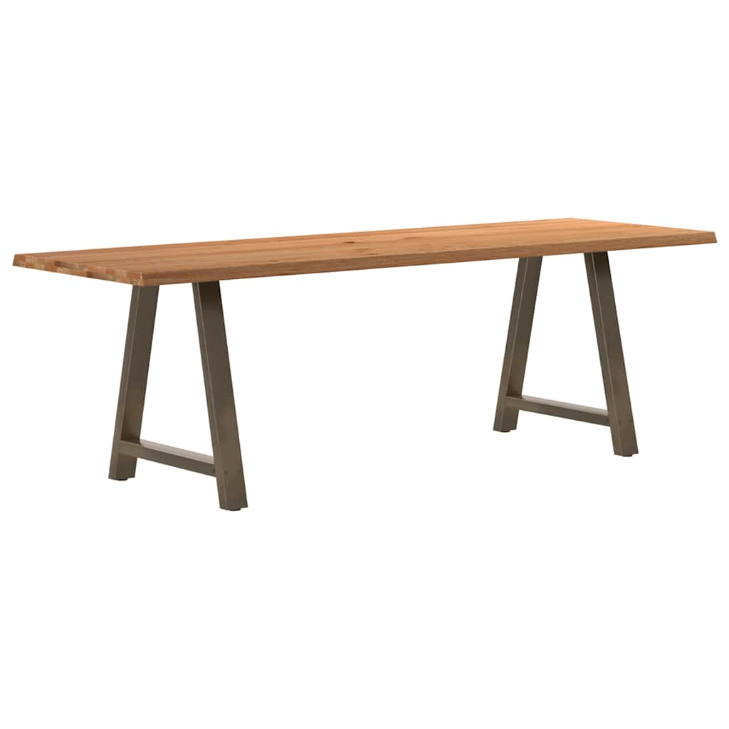 Esstisch Mit Baumkanten 220X100X74 Cm Massivholz Eiche Rechteck Natural Steel