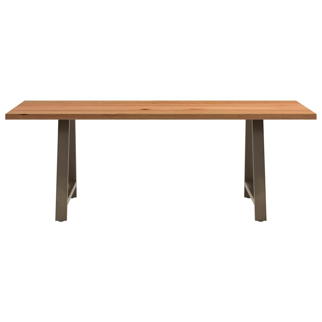 Esstisch Hellbraun 220X90X74 Cm Massivholz Eiche Rechteckig Natural Steel