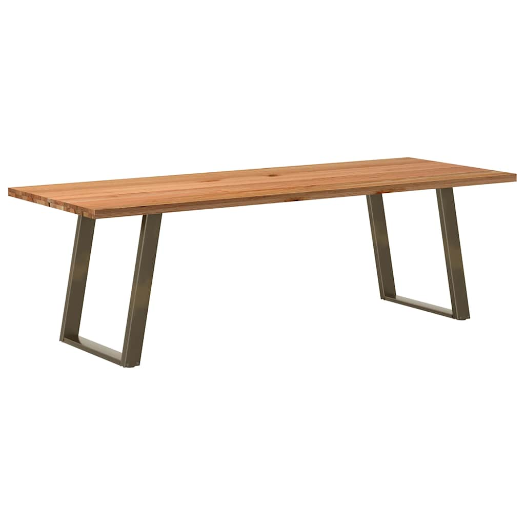 Esstisch Hellbraun 220X100X74 Cm Massivholz Eiche Rechteckig Natural Steel