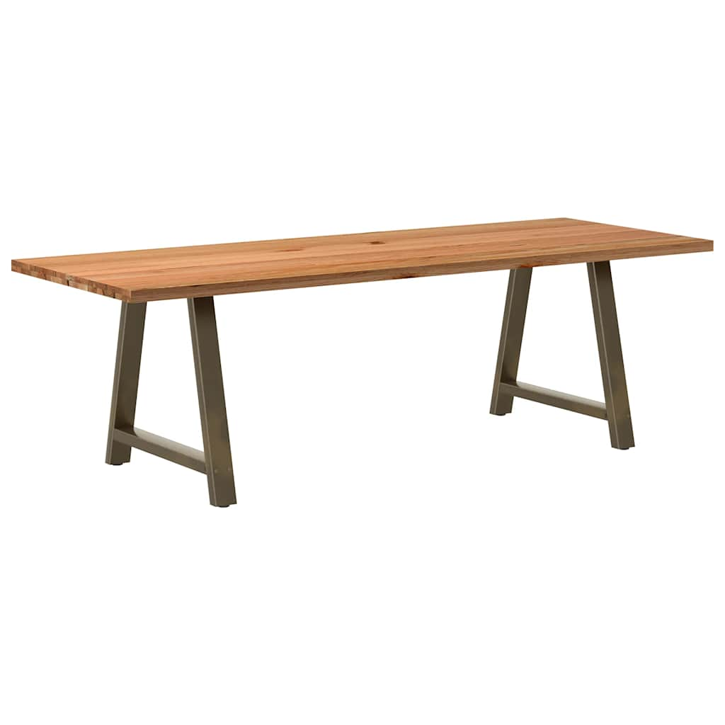 Esstisch Hellbraun 220X90X74 Cm Massivholz Eiche Rechteckig Natural Steel