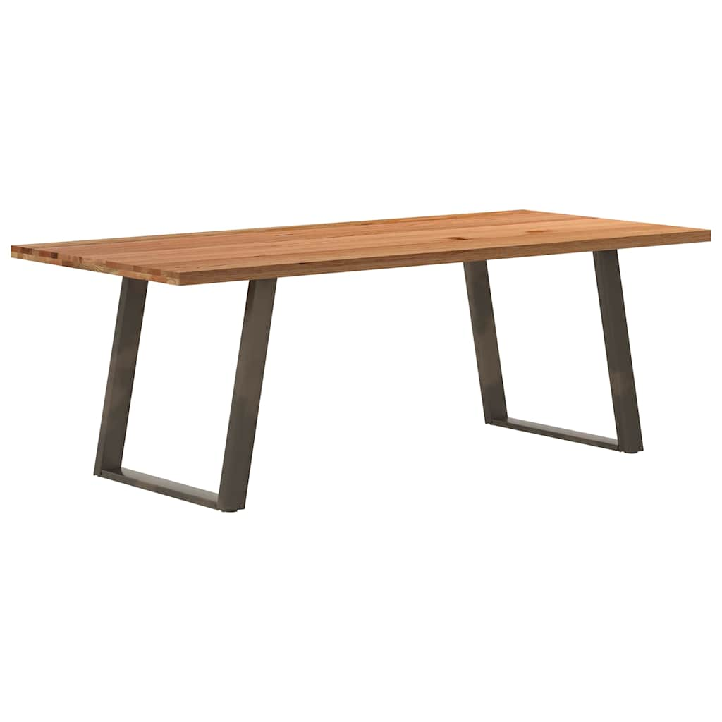 Esstisch Hellbraun 220X100X74 Cm Massivholz Eiche Rechteckig Natural Steel