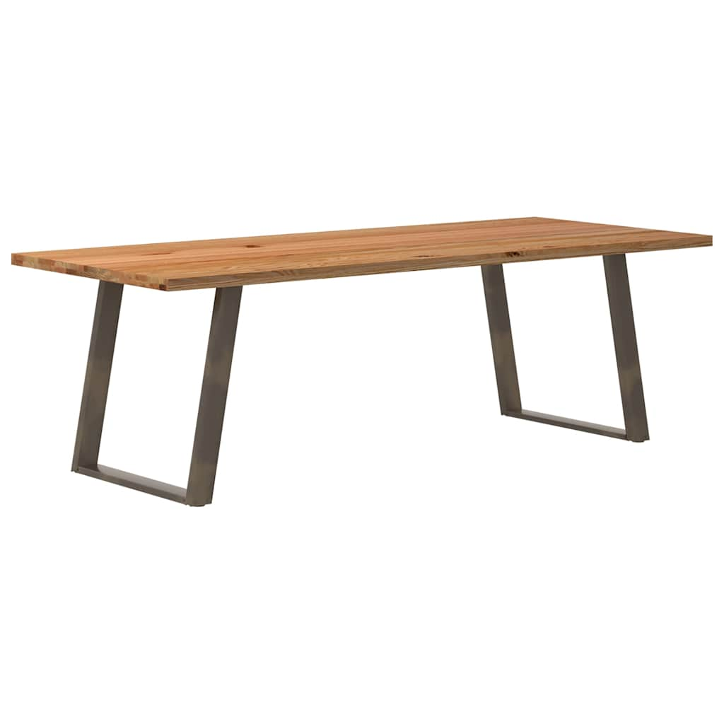 Esstisch Hellbraun 220X100X74 Cm Massivholz Eiche Rechteckig Natural Steel