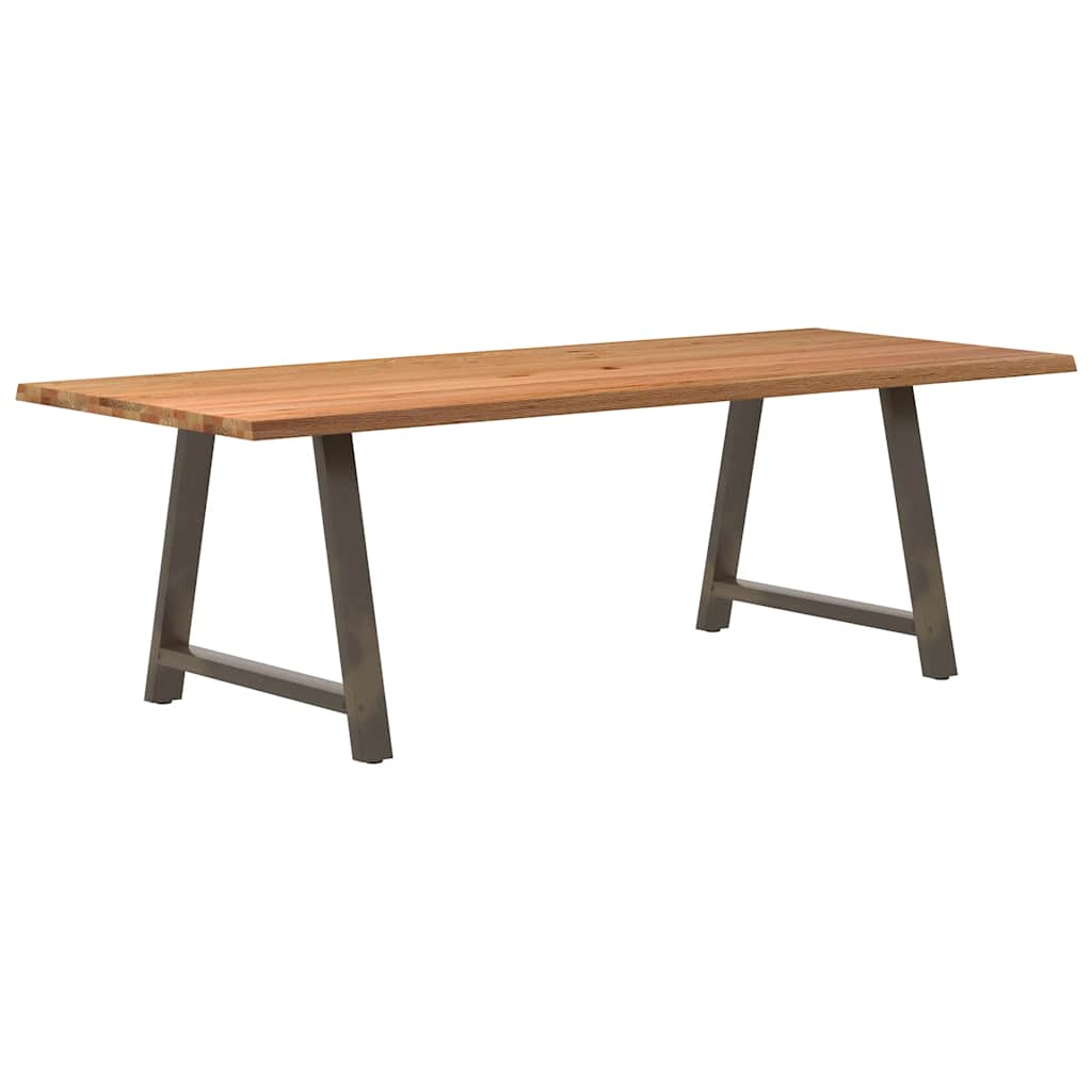 Esstisch Mit Baumkanten 220X100X74 Cm Massivholz Eiche Rechteck Natural Steel