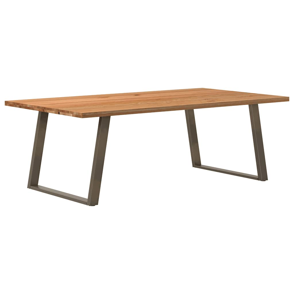 Esstisch Hellbraun 220X100X74 Cm Massivholz Eiche Rechteckig Natural Steel