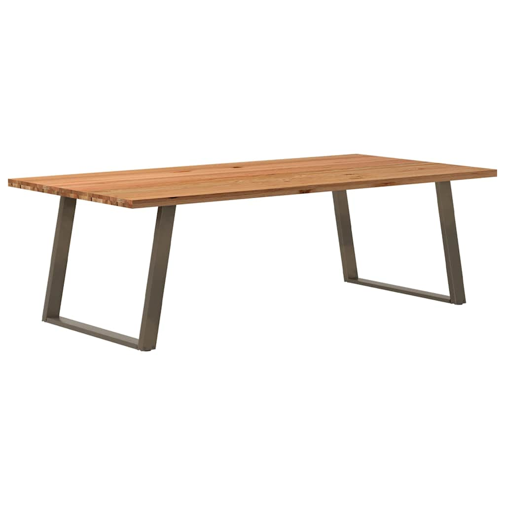 Esstisch Hellbraun 220X100X74 Cm Massivholz Eiche Rechteckig Natural Steel