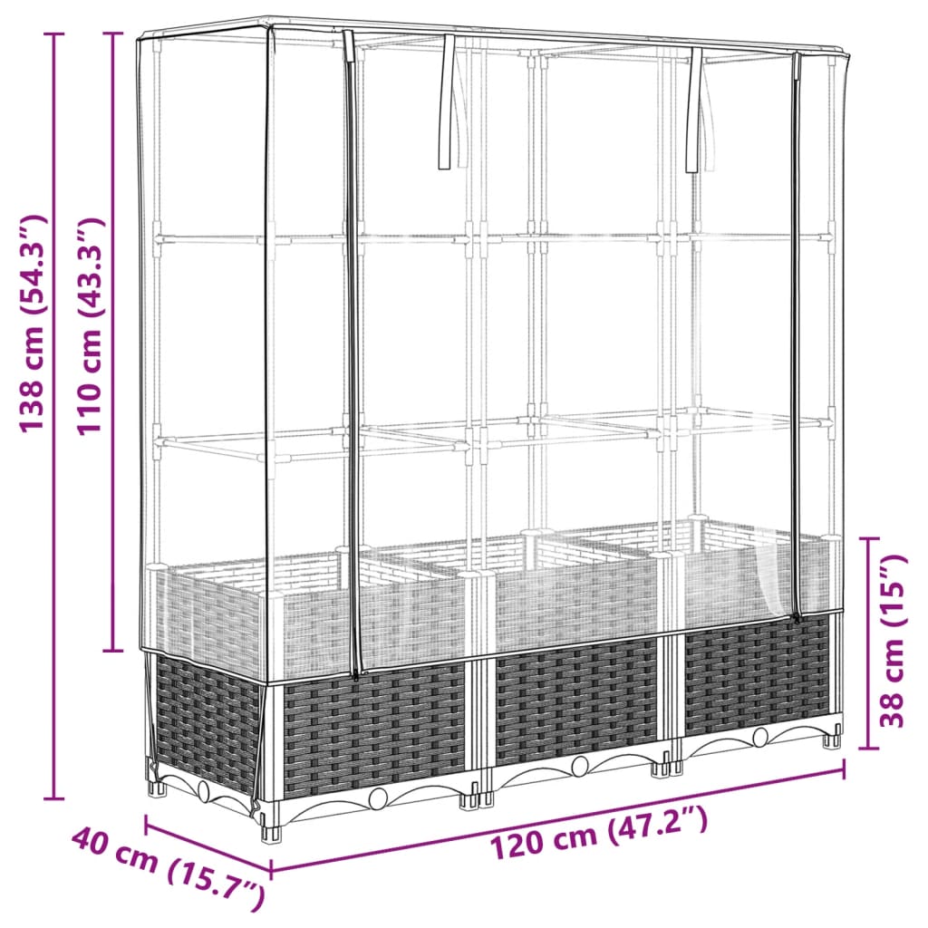 Hochbeet Mit Gewächshaus-Aufsatz Rattan-Optik