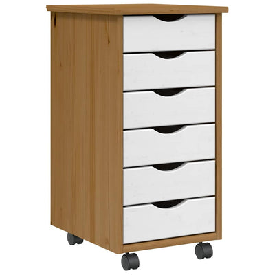 Rollschrank Mit Schubladen Moss Honigbraun Massivholz Kiefer