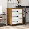 Rollschrank Mit Schubladen Moss Honigbraun Massivholz Kiefer