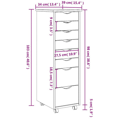 Rollschrank Mit Schubladen Moss Honigbraun Massivholz Kiefer