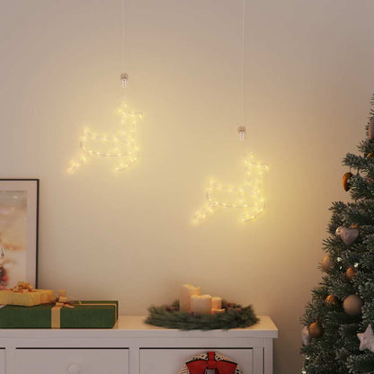 Weihnachtsbeleuchtung Rentier-Silhouette 2Stk. 35 Leds Warmweiß