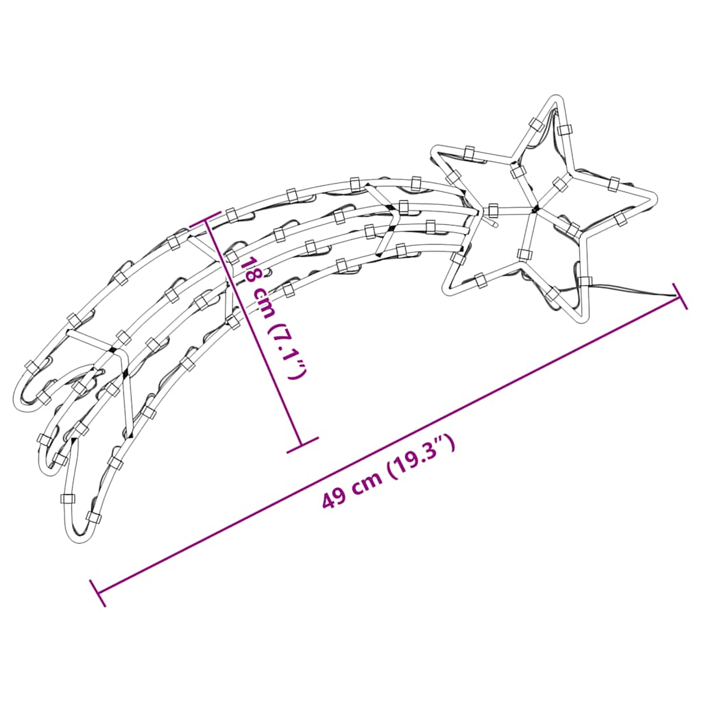 Weihnachtsbeleuchtung Sternschnuppen-Silhouette 2 Stk. 50 Leds
