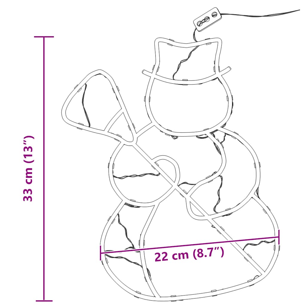 Weihnachtsbeleuchtung Schneemann-Silhouette 2 Stk. 35 Leds