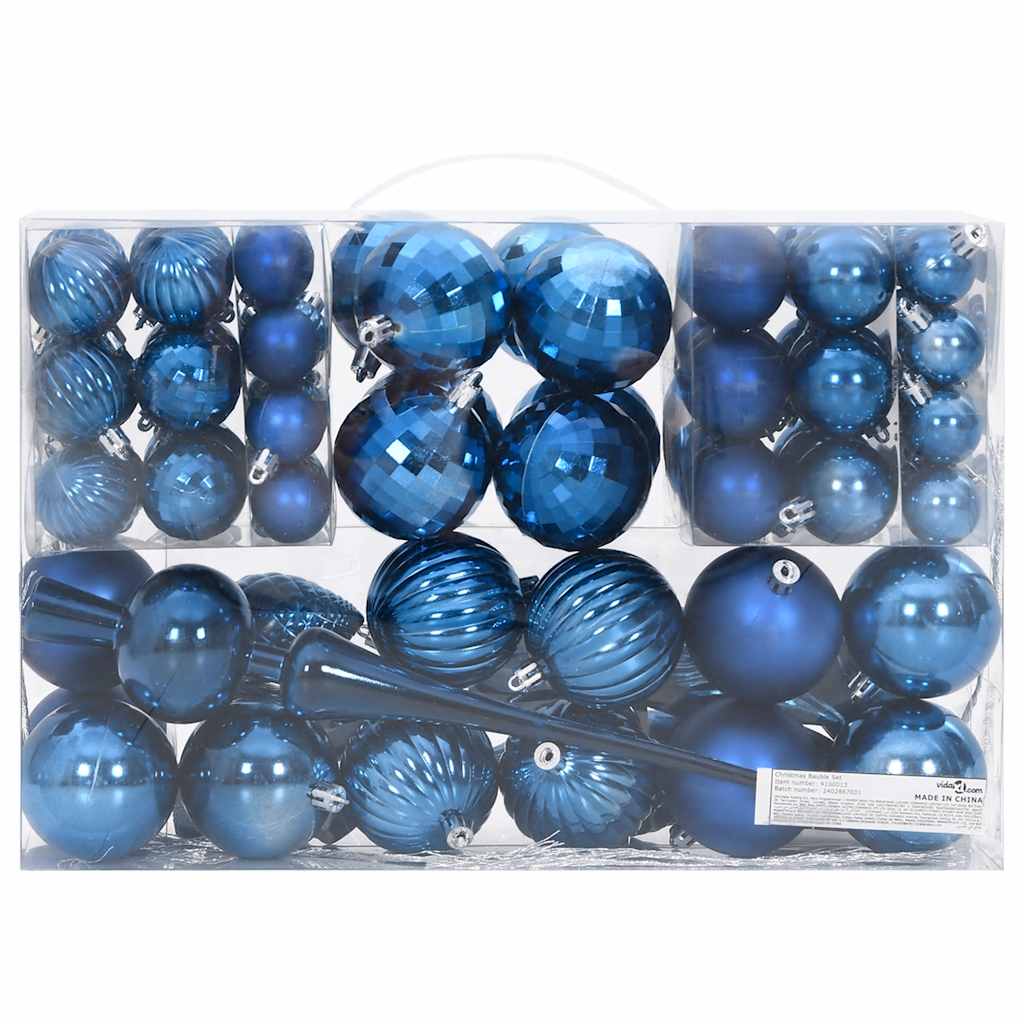 Weihnachtskugeln 98 Stk. Blau Ø3/4/6 Cm