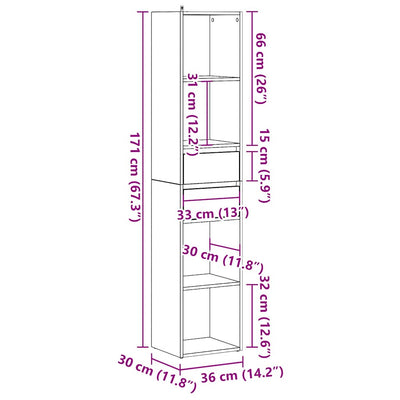 Bücherregal -Optik 36X30X171 Cm Holzwerkstoff