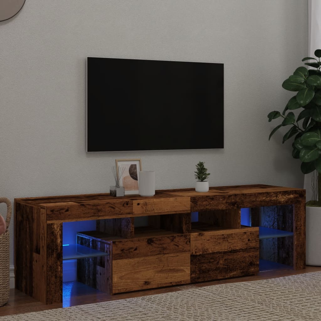 Tv-Schrank Mit Led-Leuchten Schwarz Eichen-Optik 140X36,5X40 Cm