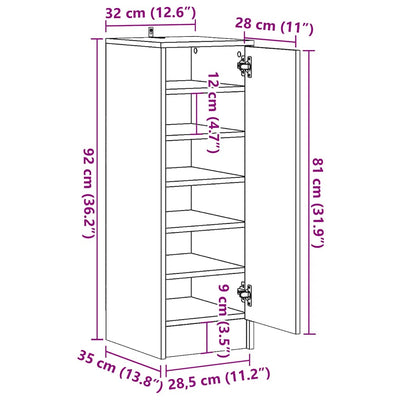 Schuhschrank -Optik 32X35X92 Cm Holzwerkstoff