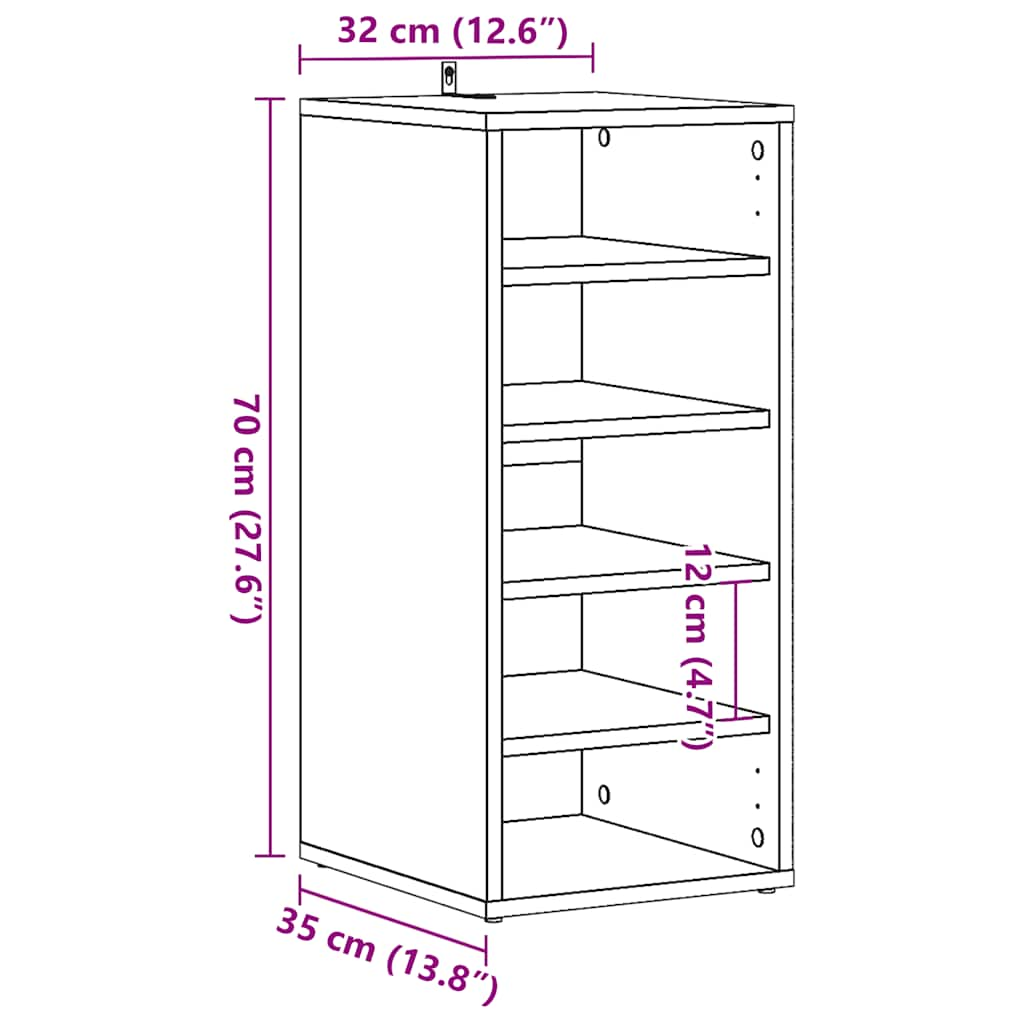 Schuhschrank -Optik 32X35X70 Cm Holzwerkstoff