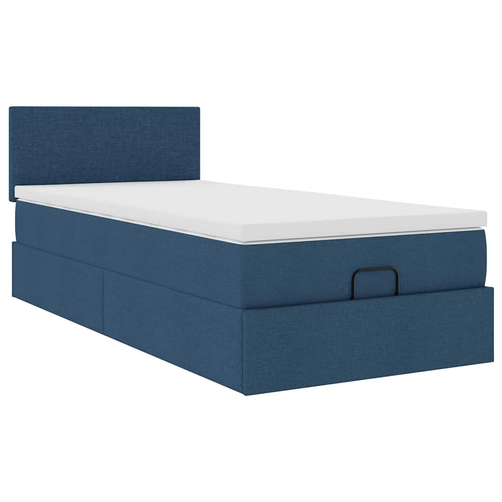 Ottoman-Bett Mit Matratze Stoff Blau